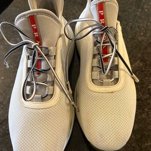 Prada mesh paneled sneakers